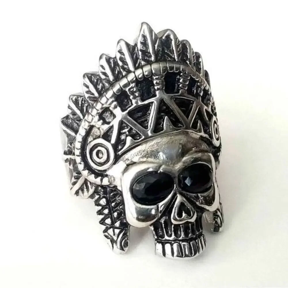 New stainless steel‎ skull biker ring size 13